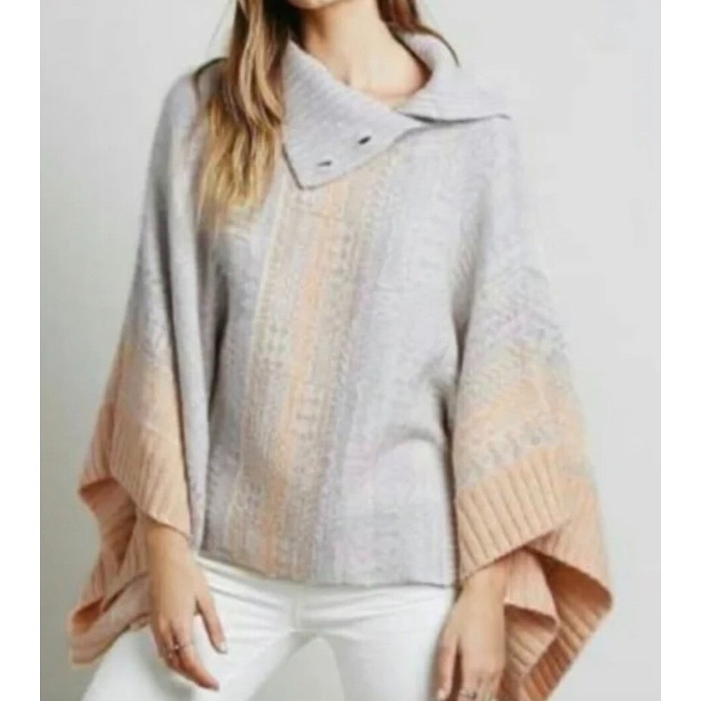 Free People Willow Cottagecore Coastal Boho Poncho Sweater SZ SM